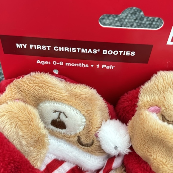 Bright Baby My first Christmas Red Bear Soft Warm Booties and Hair accessories - Picture 2 of 3